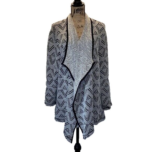 Ruby Rd Women's High Low Cardigan Size 2X Open Front Chunky Knit Herringbone - Picture 1 of 7